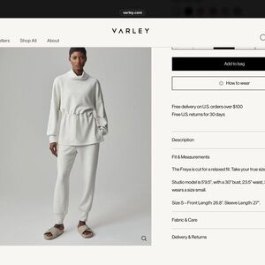 NWT Varley ivory marl freya sweat small